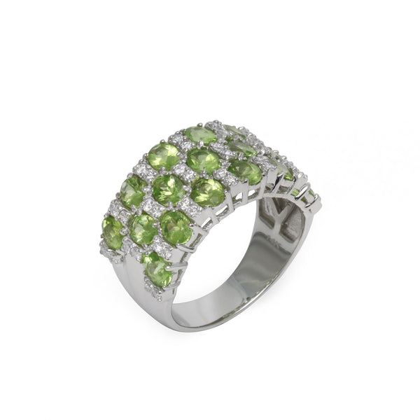 14k Gold Peridot Splash & Diamond Ring