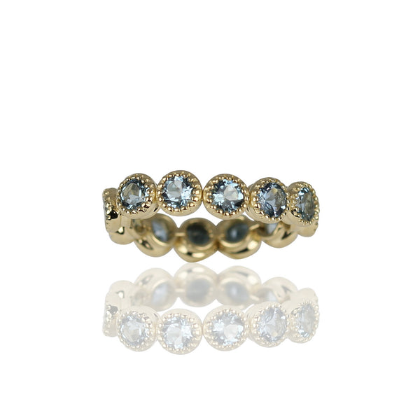 14k Gold Aquamarine Eternity Stackable Flex Ring