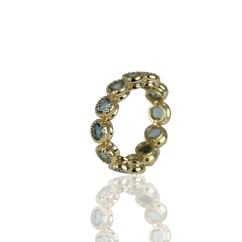 14k Gold Aquamarine Eternity Stackable Flex Ring