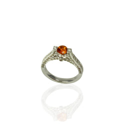 14k Gold Spessartite & Diamond Ring