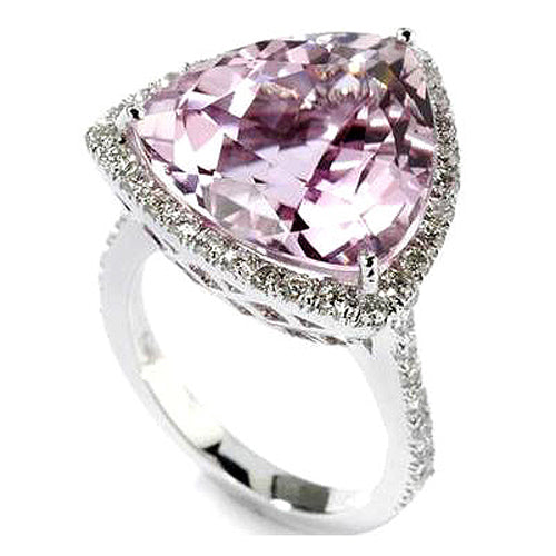 14k Gold Trillion Kunzite & Diamond Ring