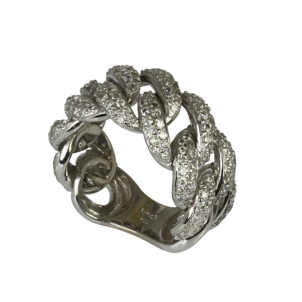 18k Gold Diamond Flex Chain Link Ring