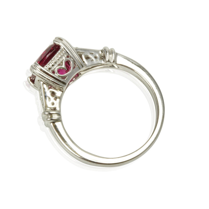 14k Gold Rubellite Cushion & Diamond Ring