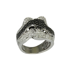 18k Gold Abstract Black & White Diamond Ring