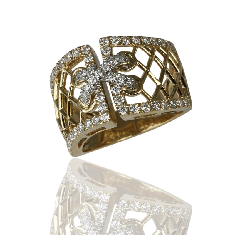 14k Gold & Diamond Lace Up Corset Ring