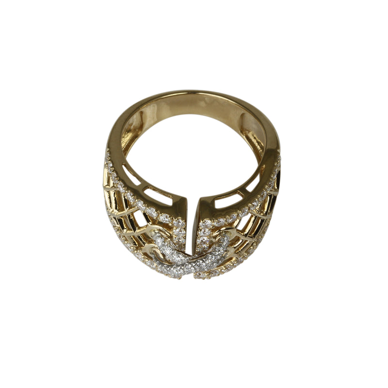 14k Gold & Diamond Lace Up Corset Ring