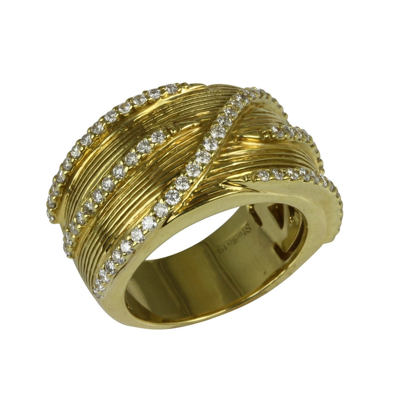 18k Gold Textured Diamond Ring