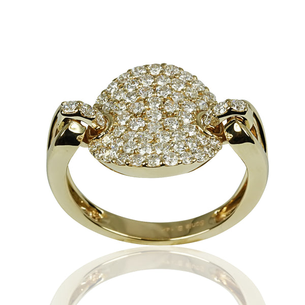 14k Gold & Diamond Pave Disk Link Ring