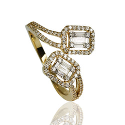 18k Gold Baguette Illusion Bypass Ring