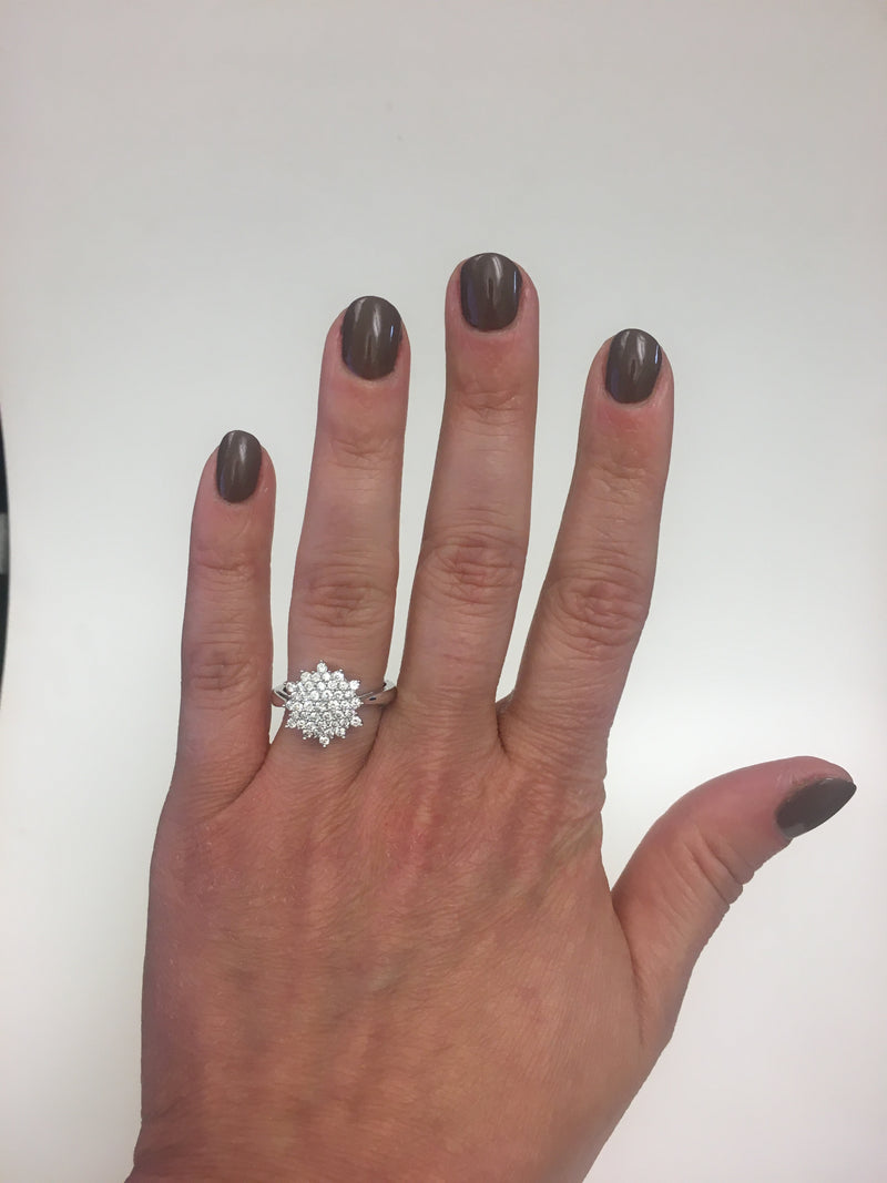 14k Gold Diamond Snowflake Ring