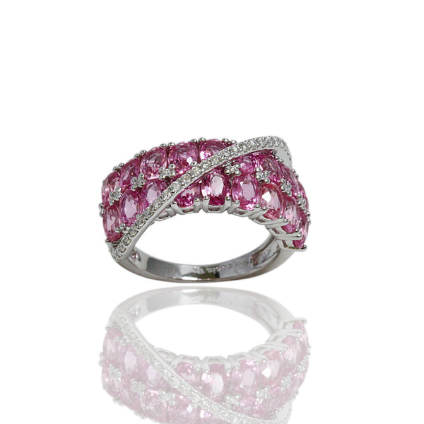 14k Gold Diamond & Pink Sapphire Ring