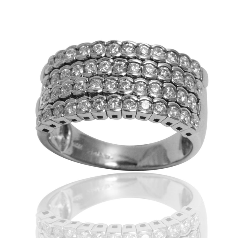 14k Gold Diamond Half Bezel Flex Ring