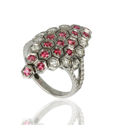 14k Gold Diamond & Pink Sapphire Shield Flex Ring