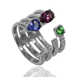 14k Gold Multi Gemstone & Diamond Ring