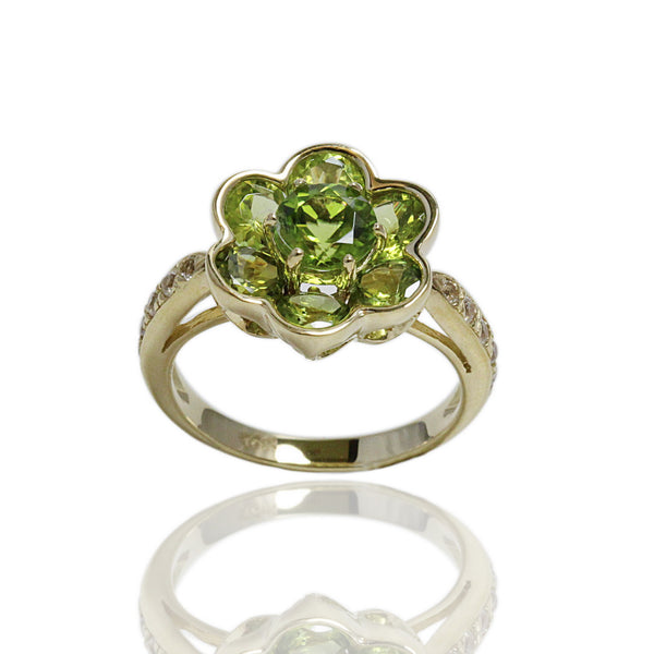 10k Gold Peridot Flower Ring