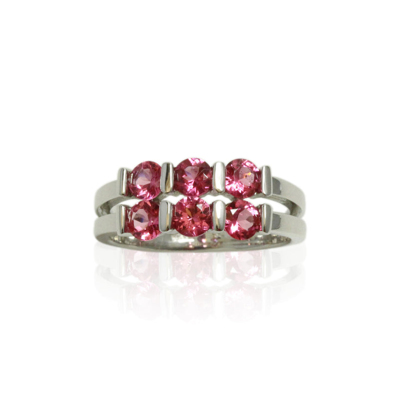 14k Gold Pink Spinel 6 Stone Ring