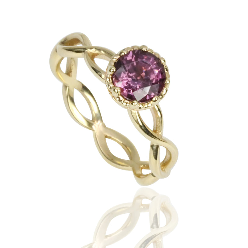 14k Gold Maroon Spinel & Diamond Ring