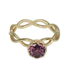 14k Gold Maroon Spinel & Diamond Ring