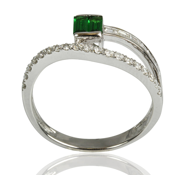 14k Gold Diamond & Tsavorite Ring