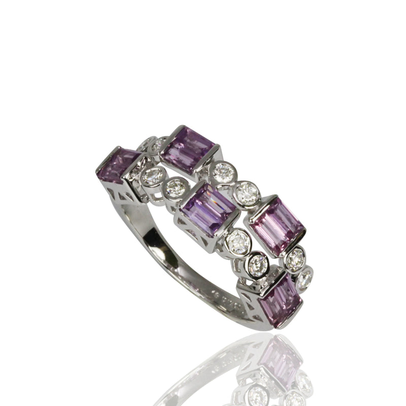 14k Gold Purple Sapphire & Diamond Ring