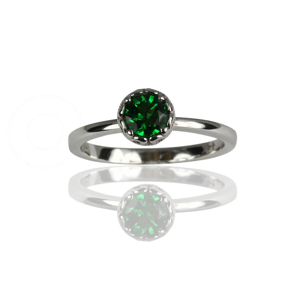 14k Gold Tsavorite & Diamond Ring