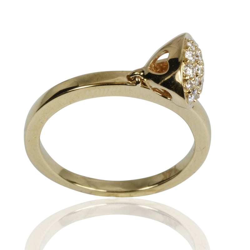 14k Gold Diamond Oval Dangle Ring