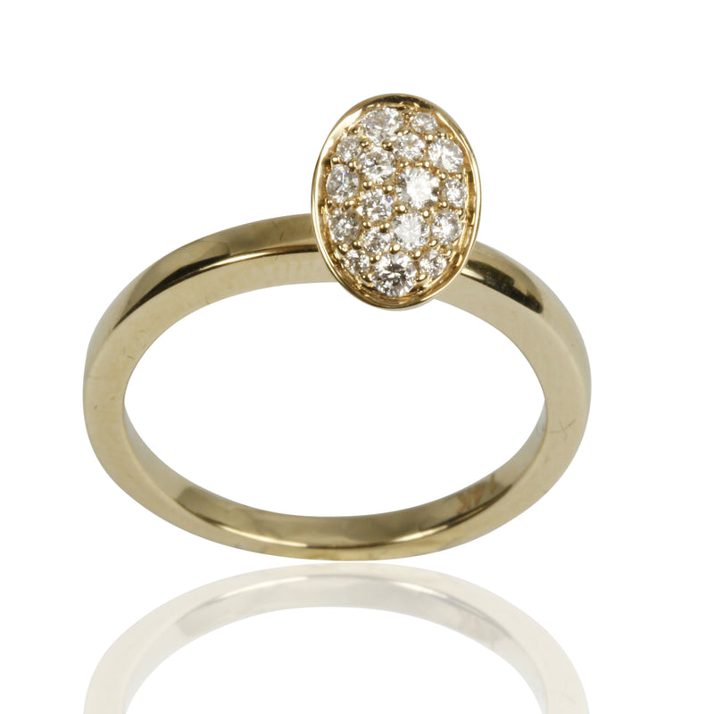 14k Gold Diamond Oval Dangle Ring