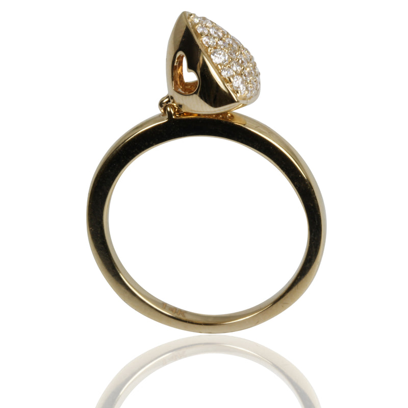 14k Gold Diamond Trillion Dangle Ring