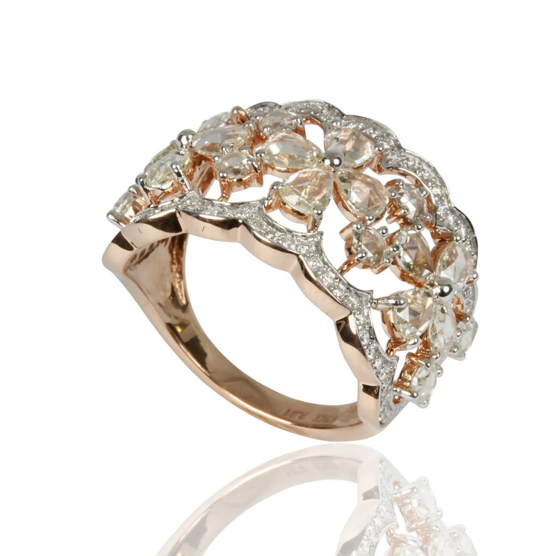 14k Gold Rose Cut Diamond Ring