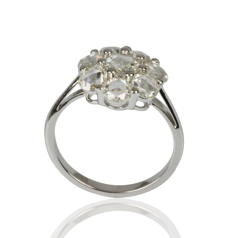 14k Gold Rose Cut Diamond Cluster Ring