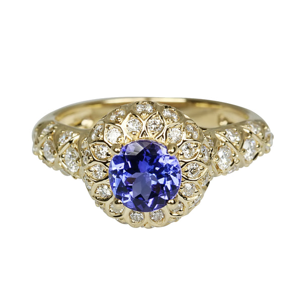 14k Gold Tanzanite & Diamond Ring