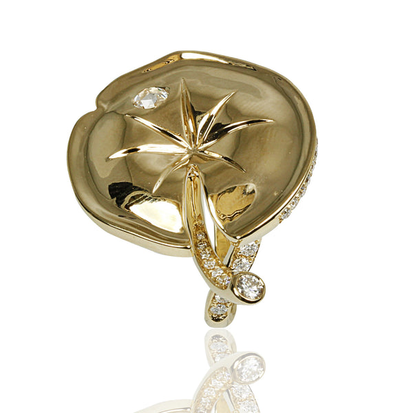 14k Gold Diamond Lily Pad Ring