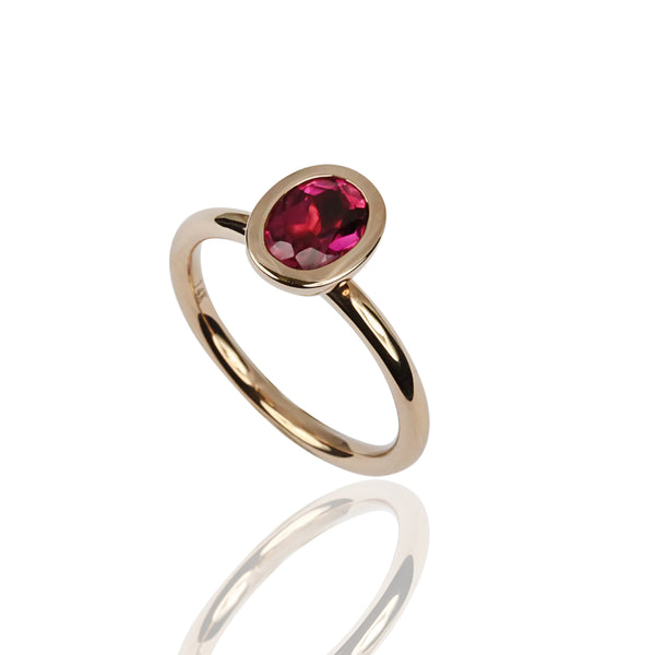 14k Gold Stackable Gemstone Ring - Rubellite