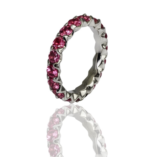 14k Gold Pink Spinel Eternity Band Ring