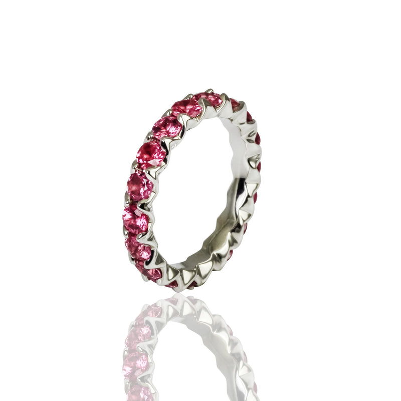 14k Gold Pink Spinel Eternity Band Ring