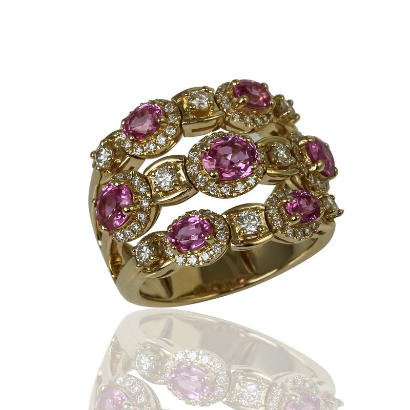 14k Gold Pink Sapphire & Diamond Flex Ring