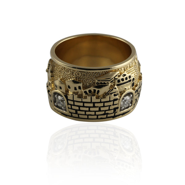 14k Gold & Diamond Jerusalem Skyline Ring