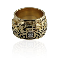 14k Gold & Diamond Jerusalem Skyline Ring