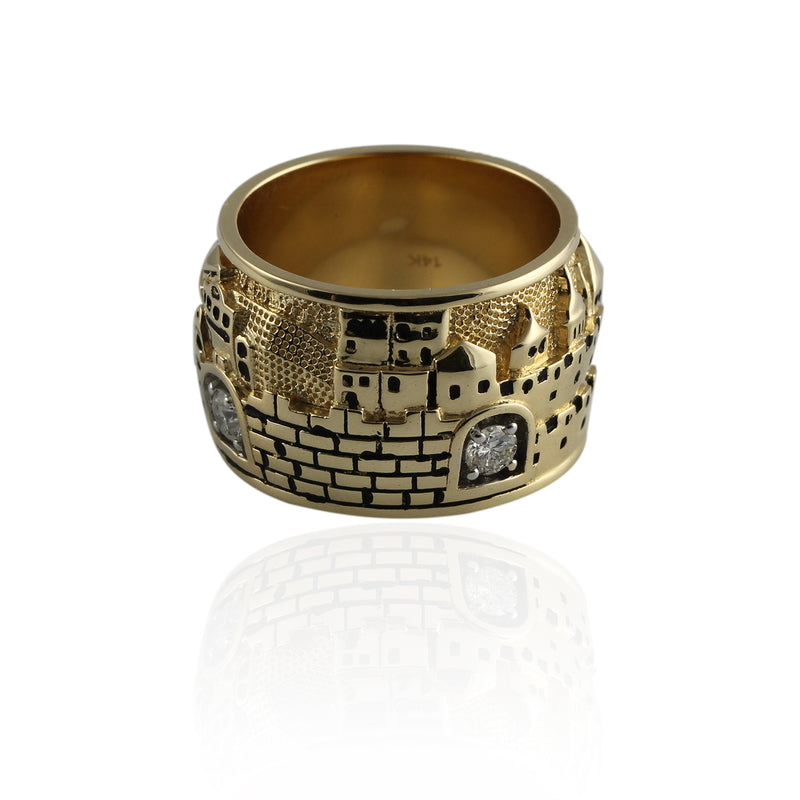 14k Gold & Diamond Jerusalem Skyline Ring