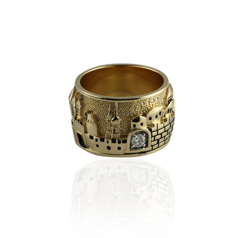 14k Gold & Diamond Jerusalem Skyline Ring