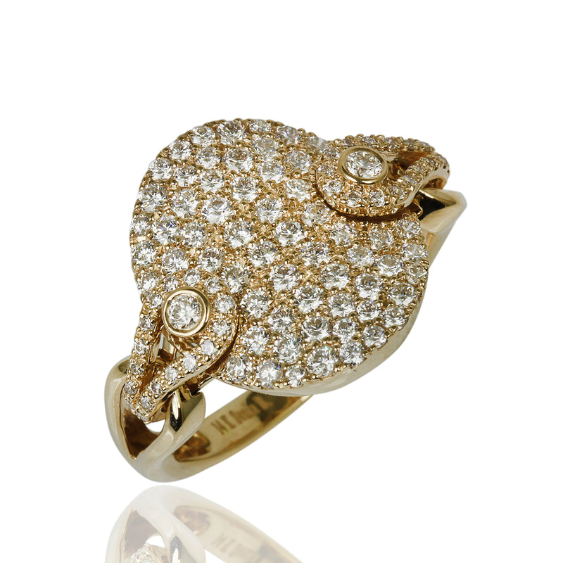 14k Gold Diamond Pave Oval Rocker Ring