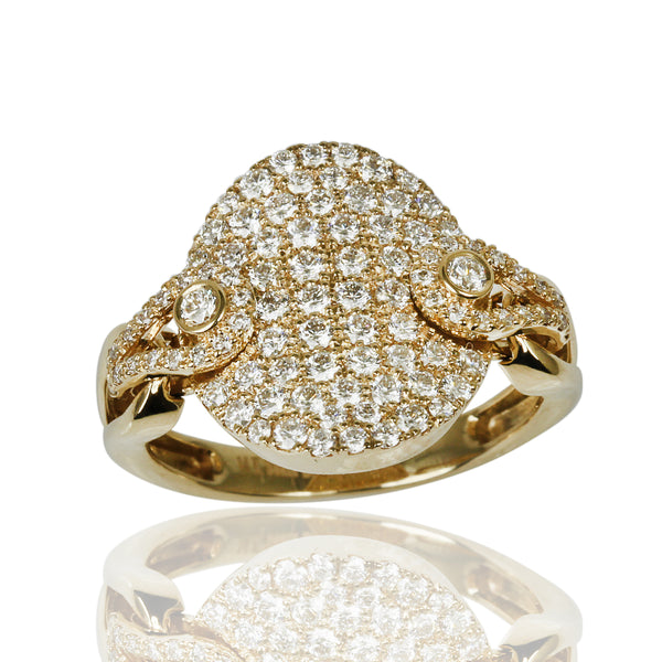 14k Gold Diamond Pave Oval Rocker Ring