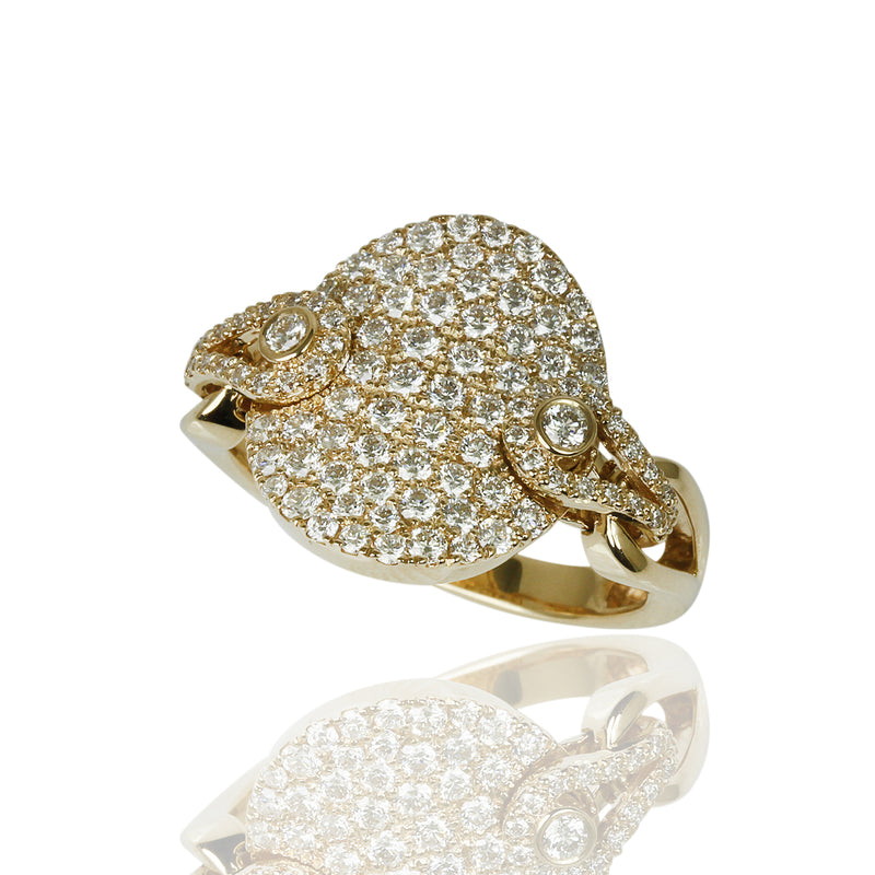 14k Gold Diamond Pave Oval Rocker Ring