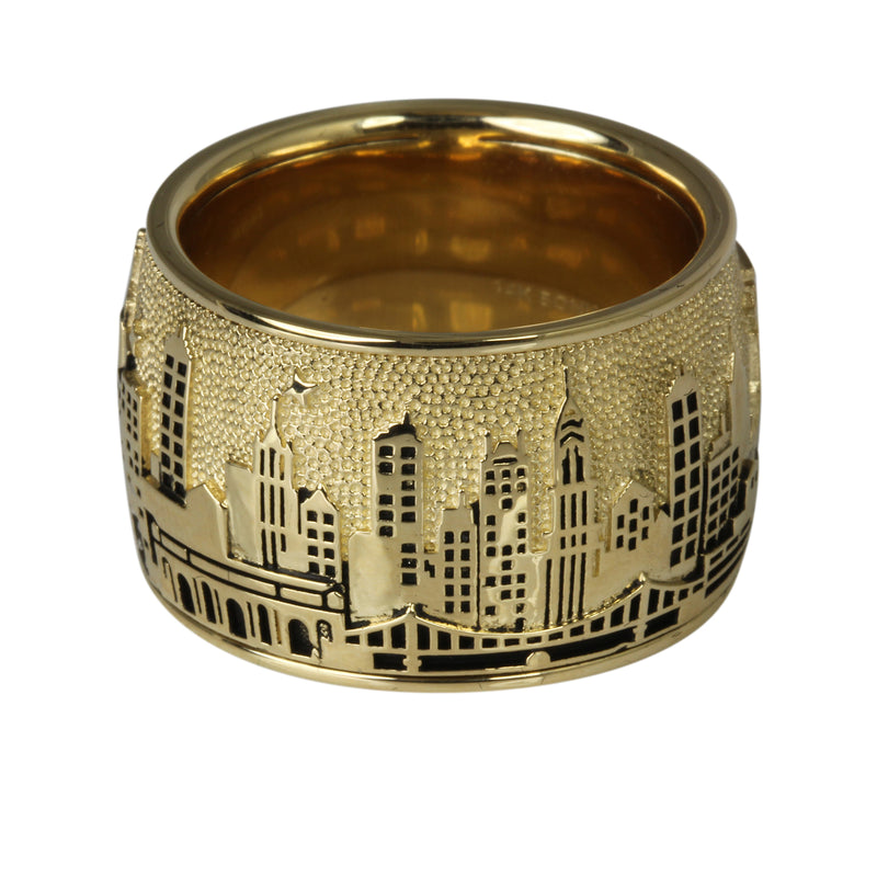 14k Gold & Diamond New York Skyline Ring