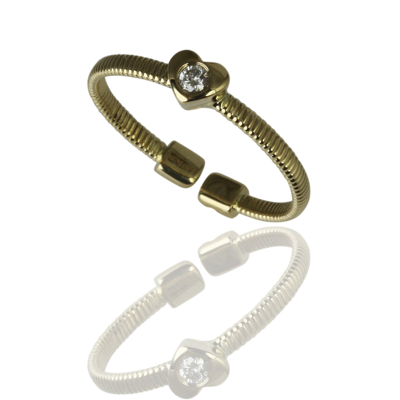 14k Gold Heart & Diamond Flex Stack Ring