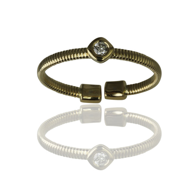 14k Gold Cushion Diamond Station Flex Ring