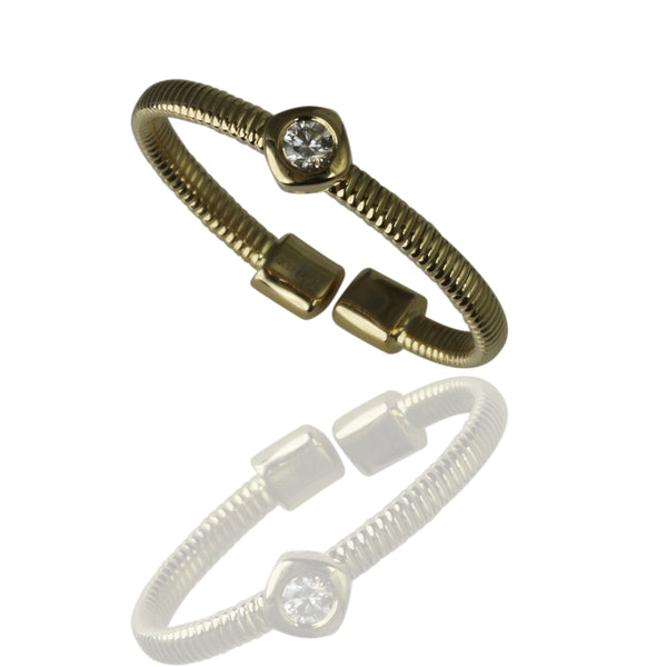 14k Gold Cushion Diamond Station Flex Ring