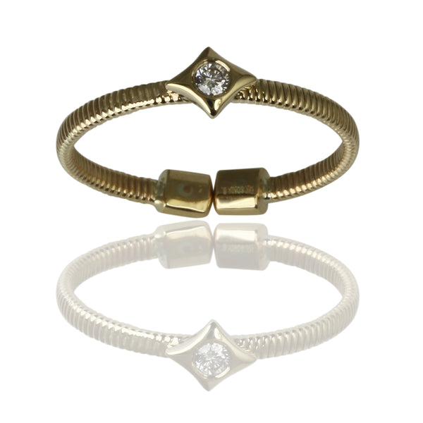 14k Gold Long Diamond Flex Stack Ring