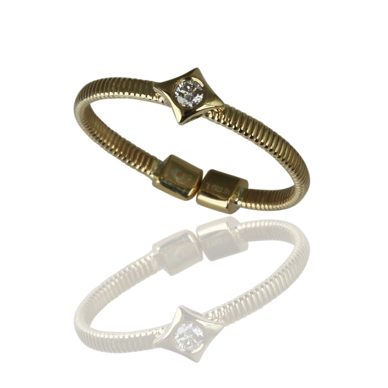 14k Gold Long Diamond Flex Stack Ring