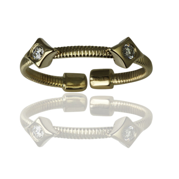 14k Gold Double Diamond  Flex Stack Ring